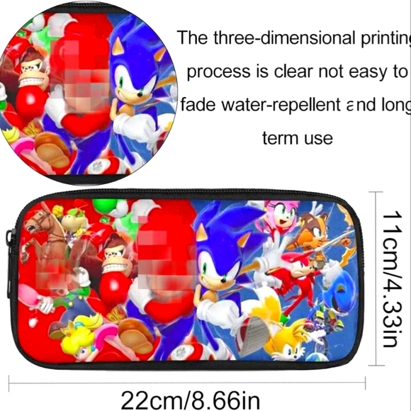 Super Mario / Sonic Portable Carrying Stationery Pen Holder Case Bags Pouch - Picture 2 of 4